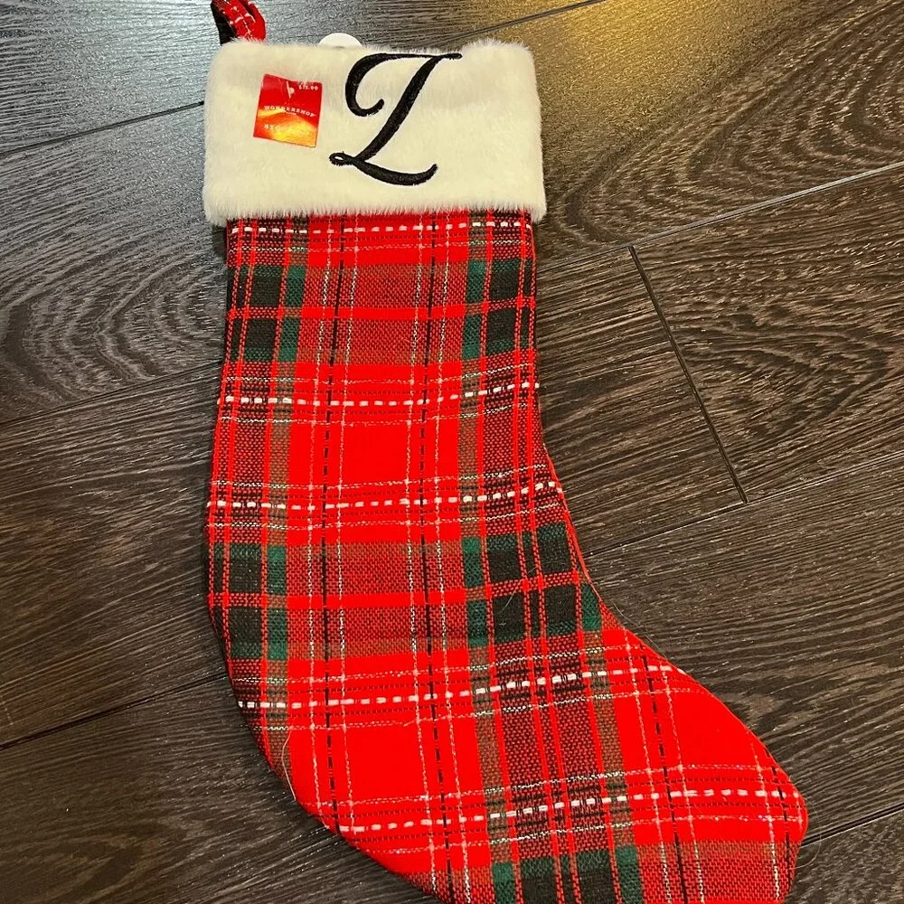 LETTER Z WONDERSHOP TARGET Plaid RED CHRISTMAS STOCKING MONOGRAM RED 18